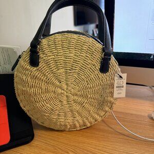 TALBOTS Straw/Denim Round, Shoulder or Handbag RETIRED